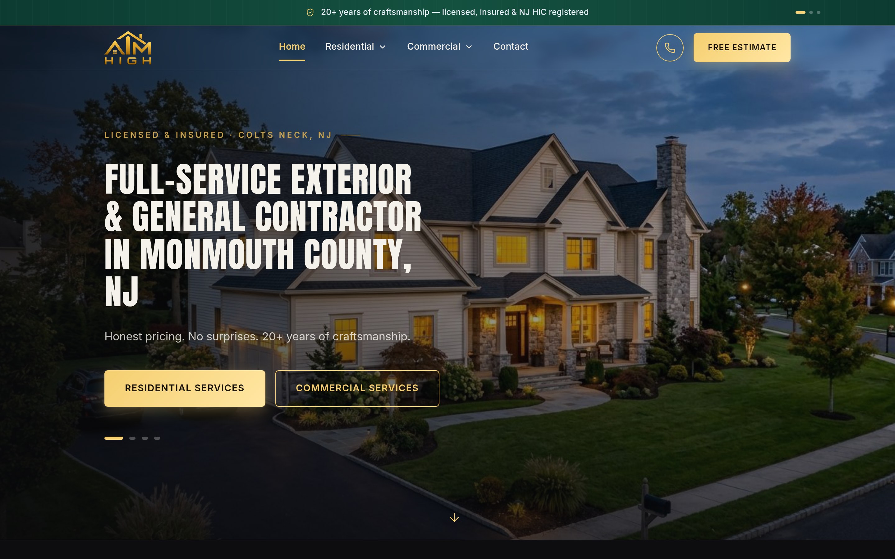 AIM High landing page