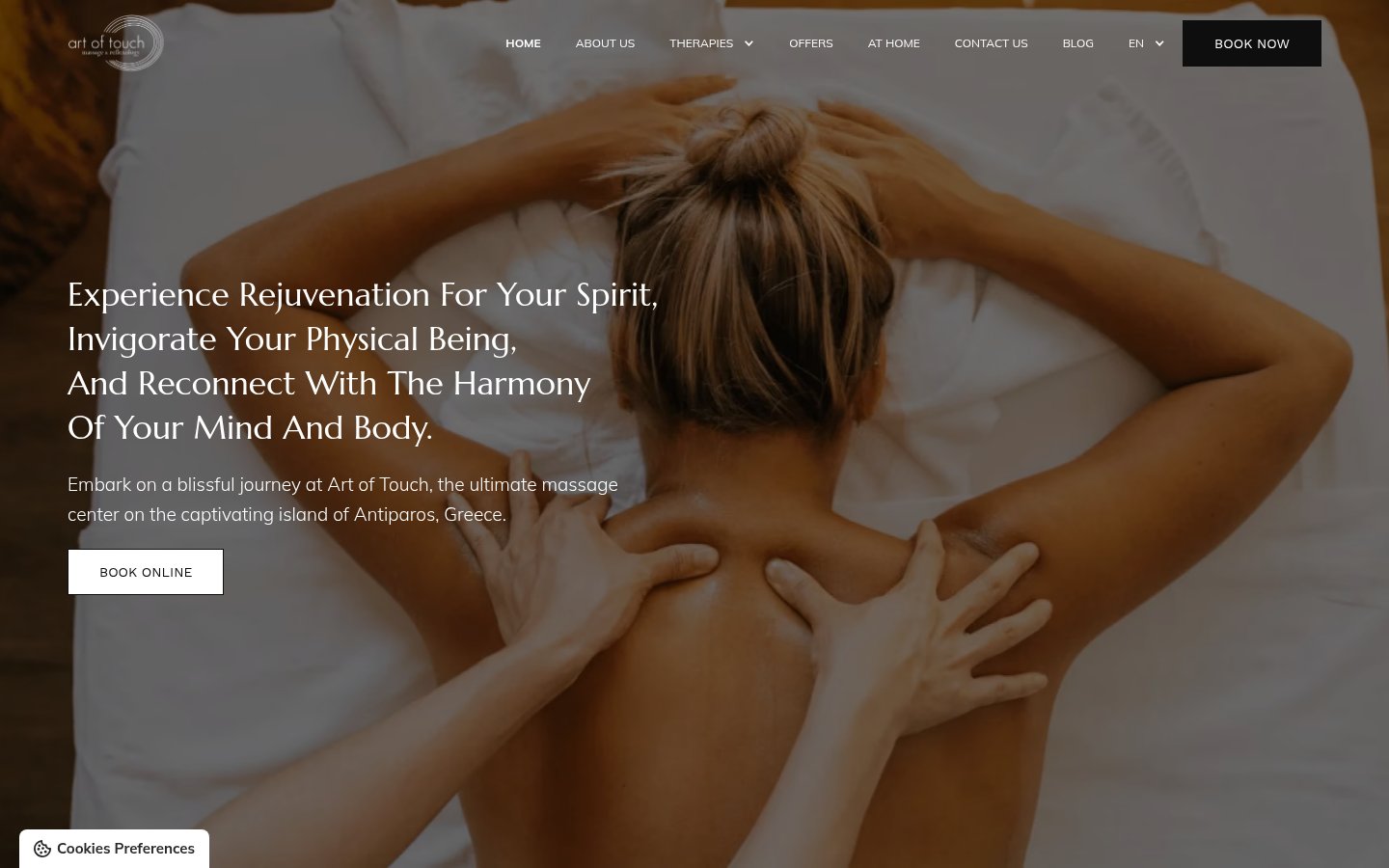 Art of Touch landing page
