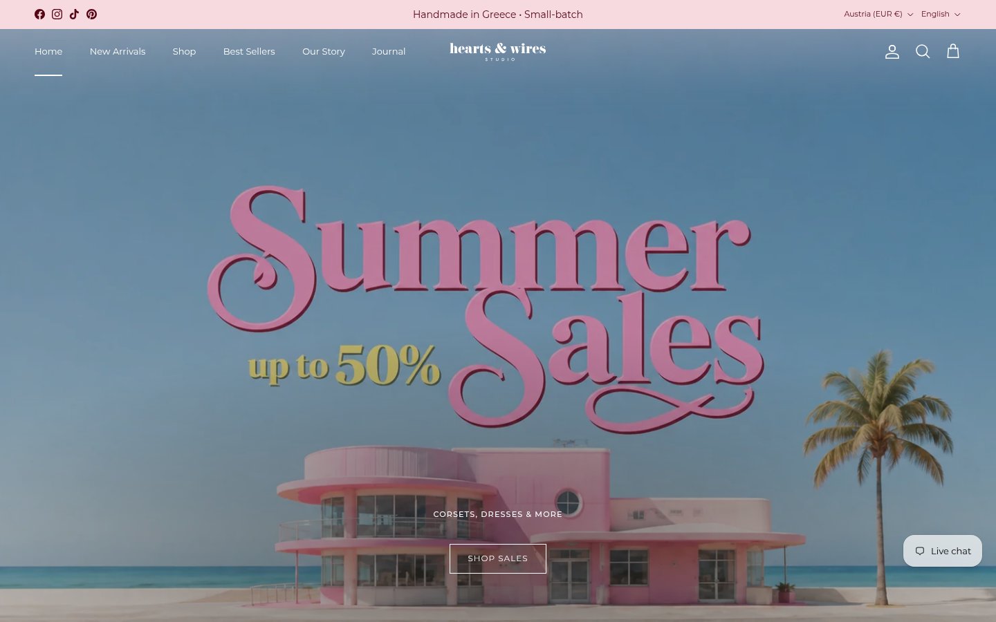 Hearts & Wires Studio landing page