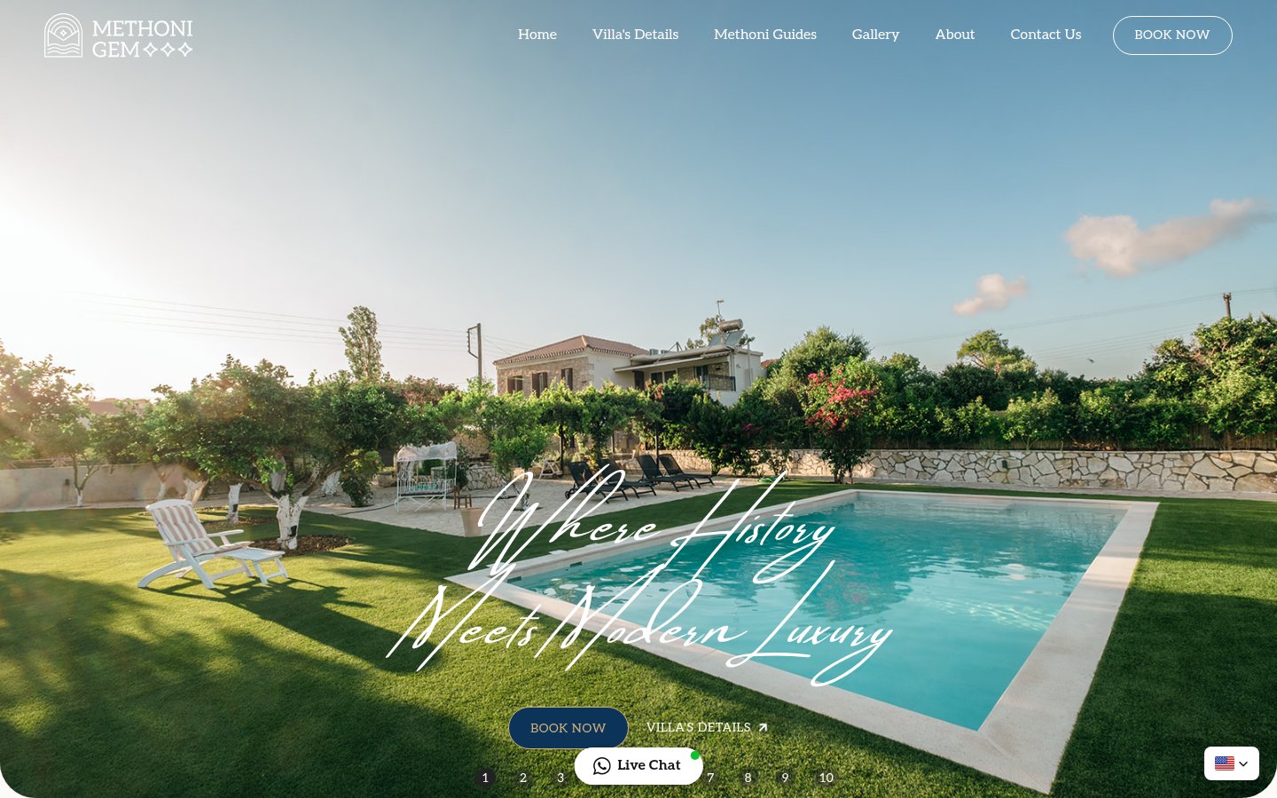Villa Methoni Gem landing page