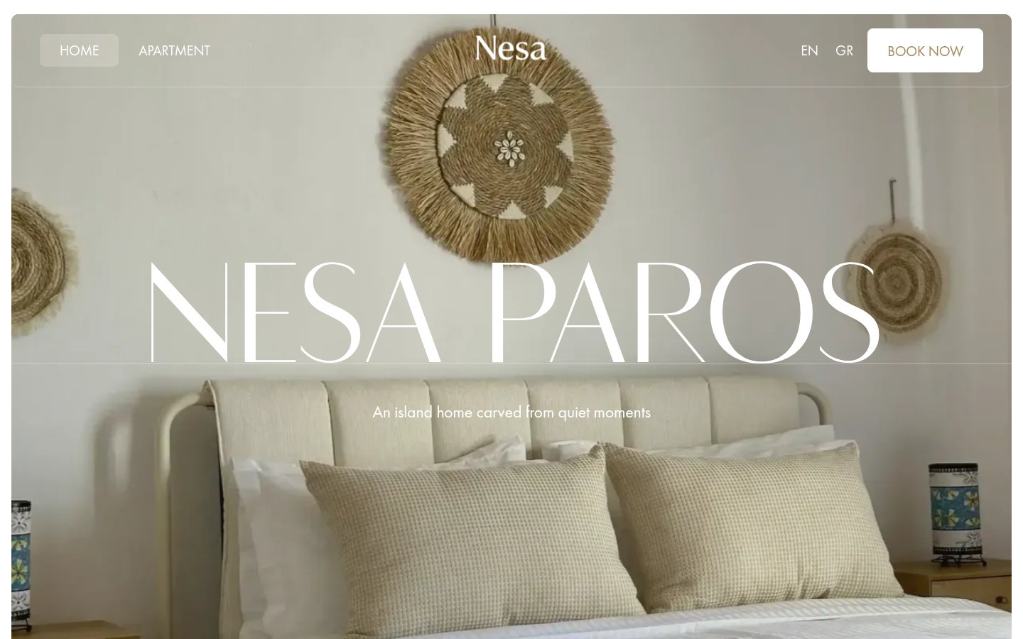 Nesa Paros landing page