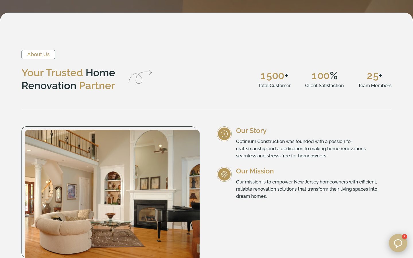 Optimum Construction landing page