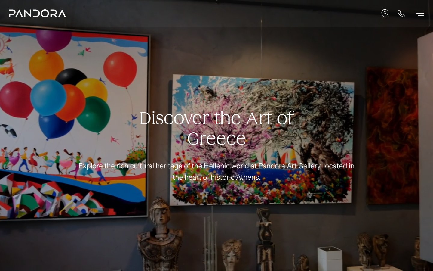 Pandora Art Gallery landing page