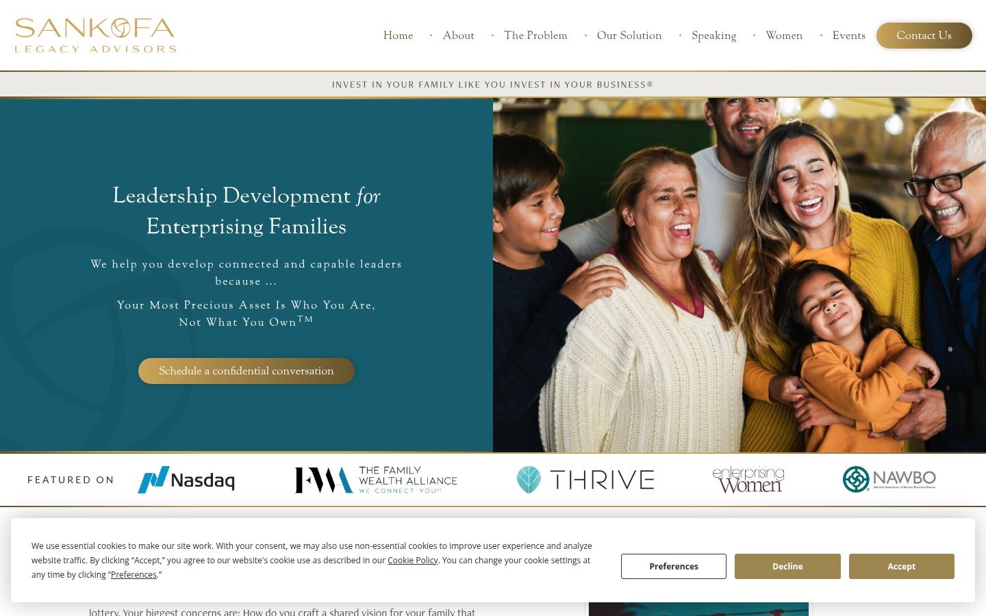 Sankofa Legacy Advisors landing page