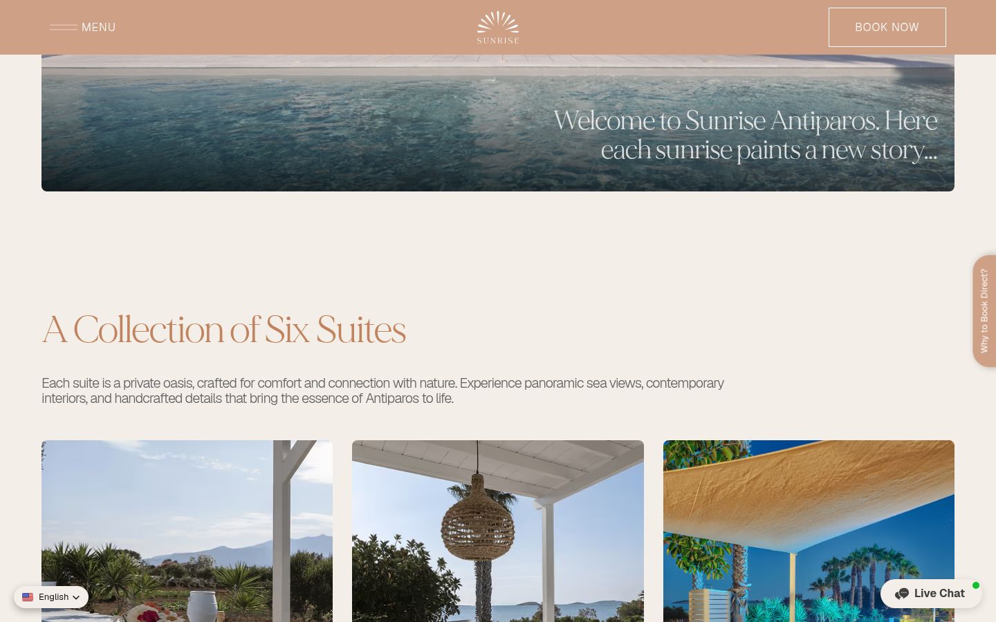 Sunrise Luxury Suites landing page