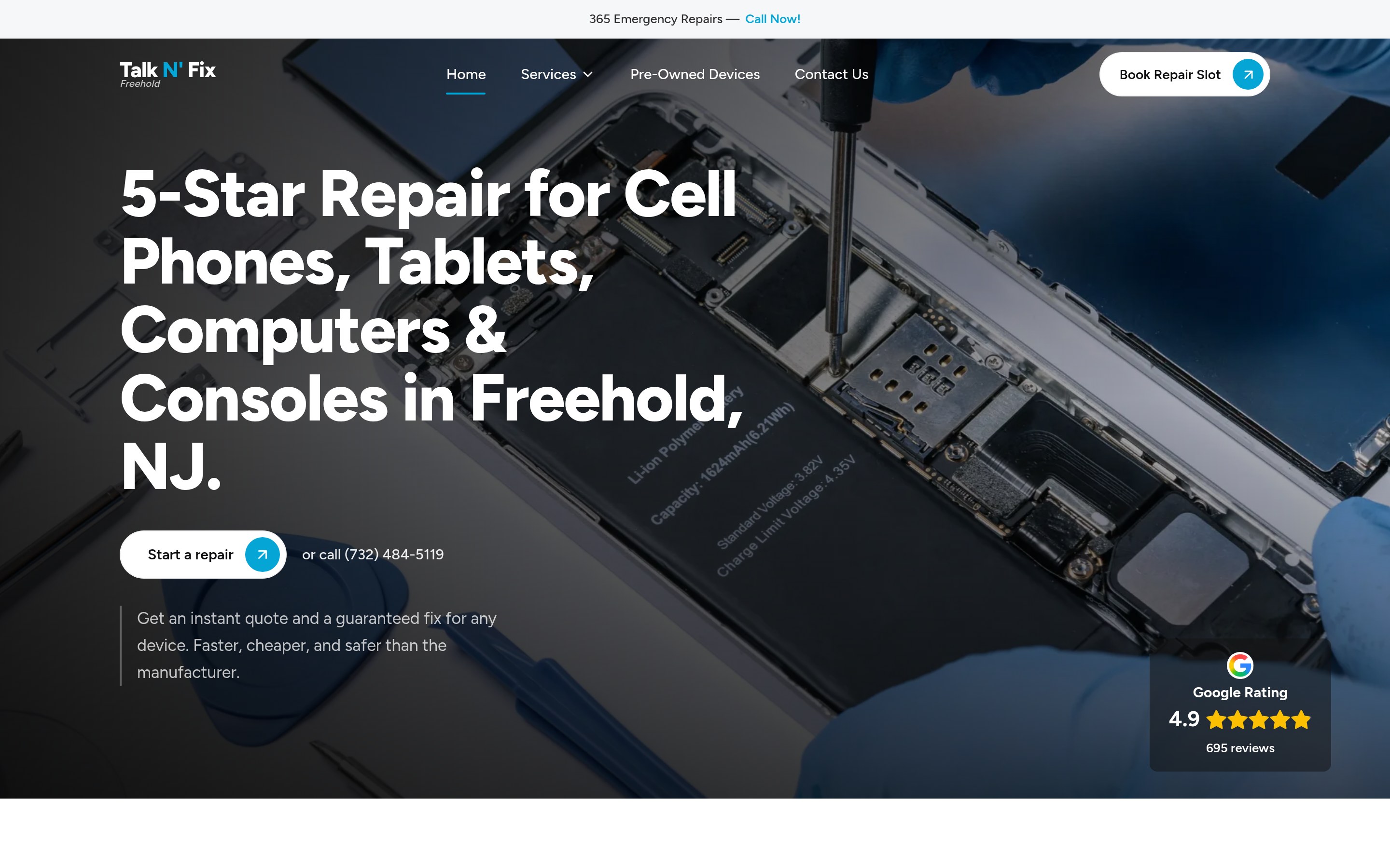 Talk N' Fix Freehold landing page